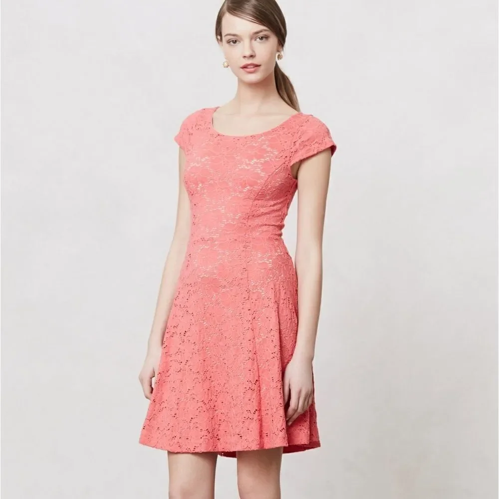 anthropologie pink lace dress Anthropologie XS NWT The Cerise Maxi Slip Dress Lounge Sleep Pink Lace New